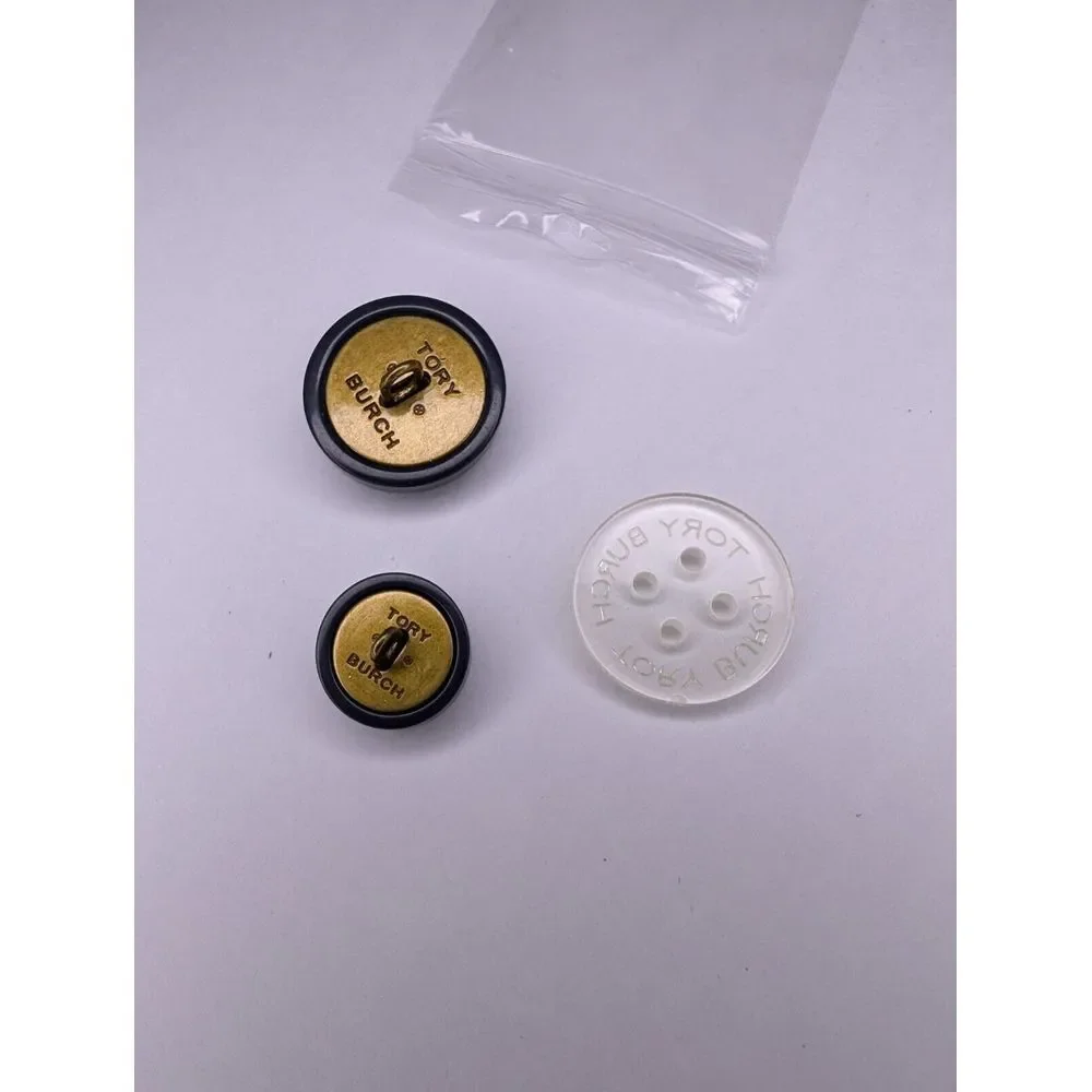 Vintage Tory Burch 3 Piece Replacement Buttons‎ Navy Blue & Metal 3/4